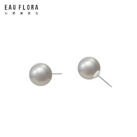 『霜华』12mm灰色仿珍珠耳钉