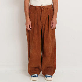 Story mfg LUSH CARPENTER PANTS 宽松锥形灯芯绒补丁拼接长裤