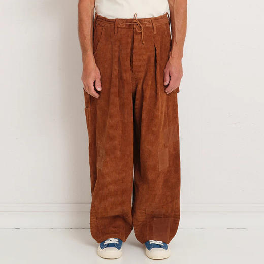 Story mfg LUSH CARPENTER PANTS 宽松锥形灯芯绒补丁拼接长裤 商品图0