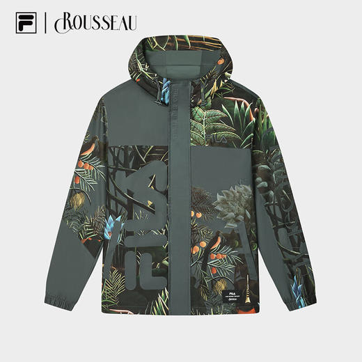 【斐乐】FILA  x 卢梭 斐乐男梭织外套张艺兴同款2024冬新款休闲满印宽松连帽 商品图0