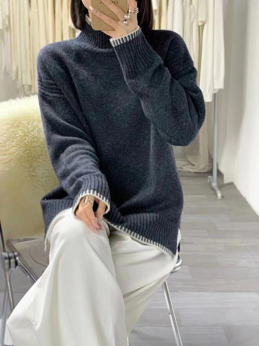 赛兔2024年新款圆领拼色时尚羊毛衫 商品图1