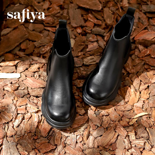 Safiya/索菲娅2024英伦风时尚厚底粗跟套筒轻便休闲切尔西短靴 SF44116079 商品图4