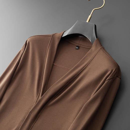 【大V领开衫】【新款DDA】大依优型大码男士开衫衬衫外套长袖T恤商务休闲上衣加肥加大胖子舒适 商品图2