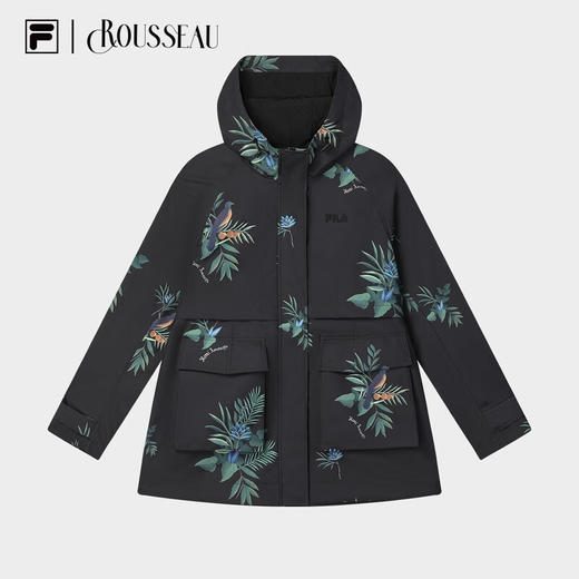 【斐乐】FILA x 卢梭 斐乐女士梭织外套2024冬季新款休闲满印宽松连帽风衣 商品图3