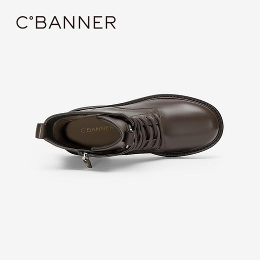 千百度粗中跟羊皮马丁靴女款秋冬时尚通勤短靴子A24555605 商品图2