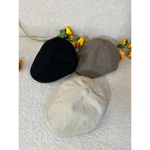 【活动商品，不退不换】可可推荐 复古英伦范 老钱风前进帽 日系复古灯芯绒 中性格调羊毛 休闲时尚针织 岁月时光羊皮 弯檐设计 文艺百搭 商品图3