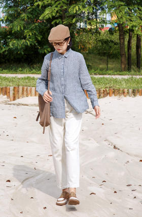 小格子亚麻衬衫