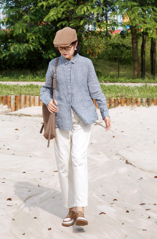 小格子亚麻衬衫 商品图0