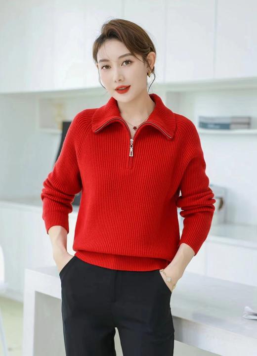 赛兔2024年翻领拉链款套头羊毛衫 商品图0