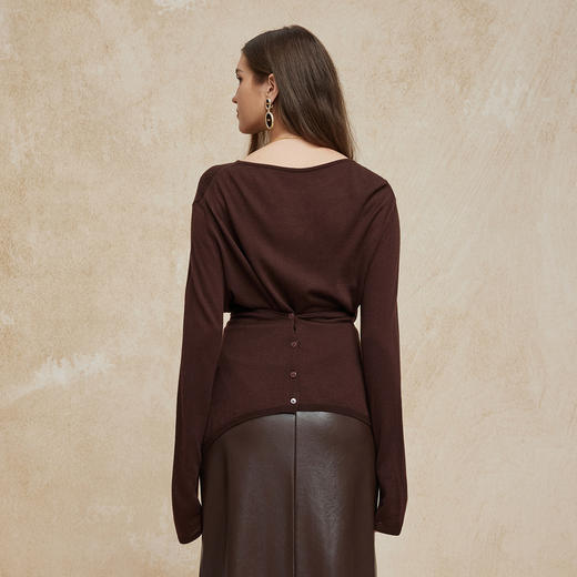 PH600斯尔丽24新款含羊毛法式浪漫超细针设计感可后扣可前系显高针织衫 商品图3