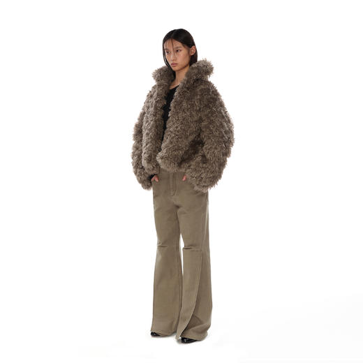 NUTH 咖色中短款卷毛环保皮草厚外套女宽松保暖显瘦皮草夹克女 商品图6