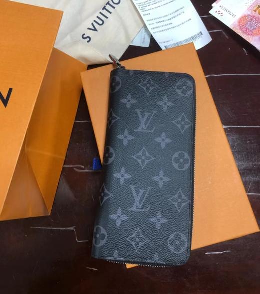 LouIs VUITTON Zippy 时尚而实用金属饰件环绕式拉链构造 涂层帆布拼牛皮革 钱包 常规 男款 黑（CB） 商品图2