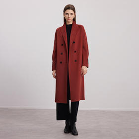 【双排扣羊毛大衣】24年秋冬新品女士羊毛+桑蚕丝中长款毛呢大衣