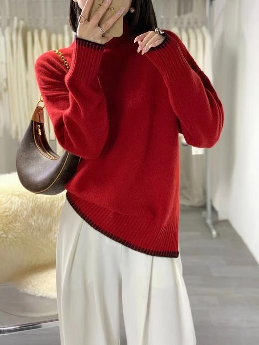 赛兔2024年新款圆领拼色时尚羊毛衫 商品图2