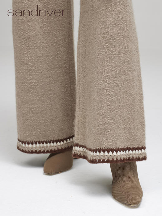 青海羊绒手钩相拼宽腿裤SJF96K310N 商品图1