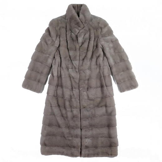 SIM GRACE 优雅夫人 女士轻奢水貂横排设计外套立领收身中长款时尚英伦风大衣 商品图3