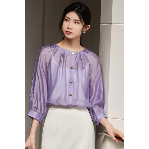 【高级感衬衫】2026春季时尚大气法式天丝衬衫莱赛尔上衣 商品图1