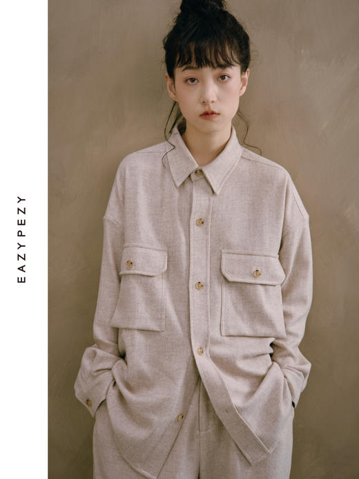 24AW 重磅精纺羊绒梭织口袋衬衫套装 商品图2