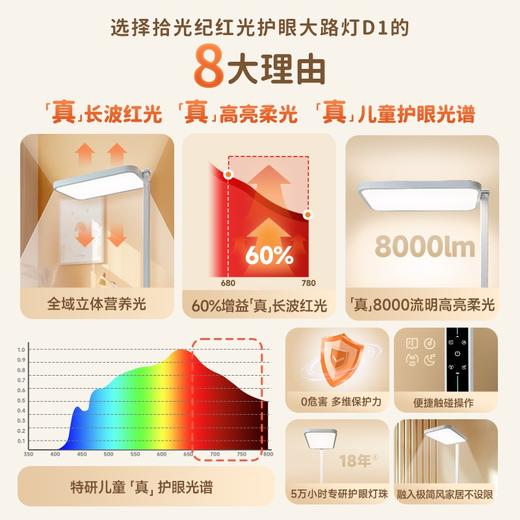 拾光纪护眼大路灯D1（红光悦目系列）深红光护眼光谱|缓解视觉疲劳|钻石亮度护眼|18年使用寿命 如风生活特惠 商品图5