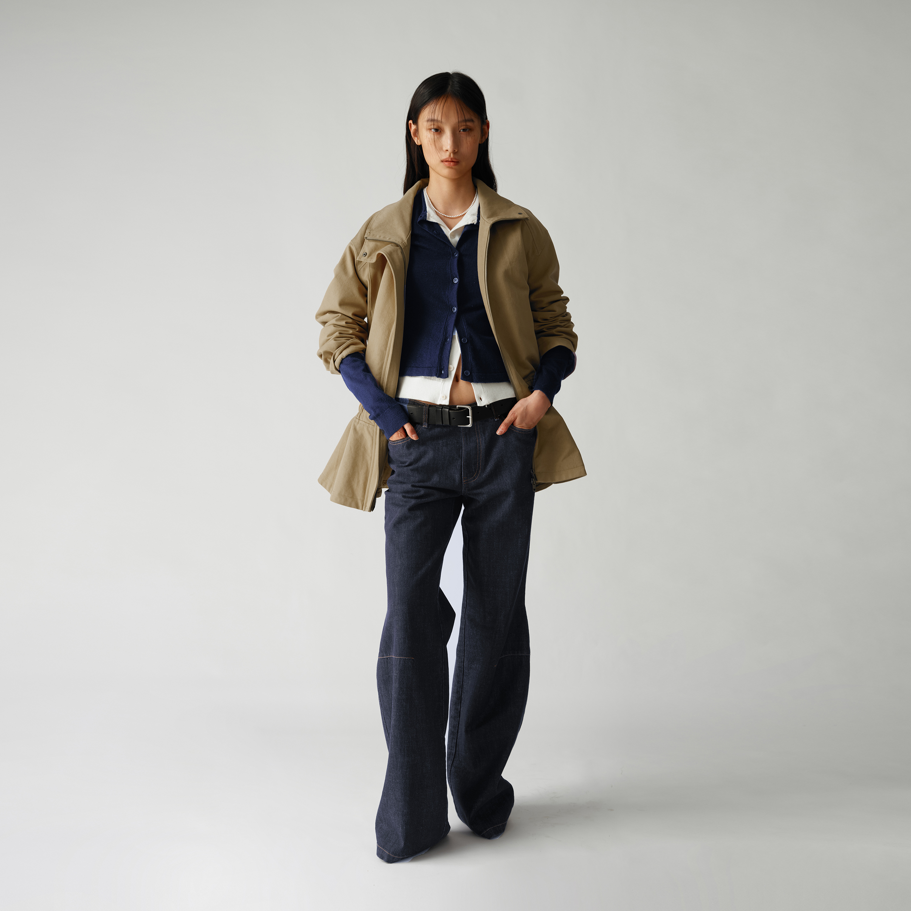 NUTH 修身显瘦微喇原牛复古牛仔裤女