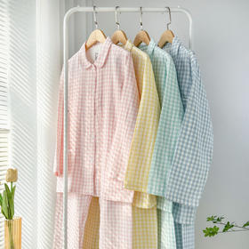 【喵小仟 双层纱长袖糖果系列家居服】情侣家居服 精致娃娃领 柔软细腻软糯感舒适高级感