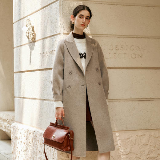 OLrain欧芮儿毛呢外套女冬季2024年新款翻领极简高级感双面呢大衣 商品图0