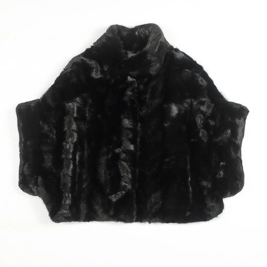 SIM GRACE 优雅夫人 貂皮外套披肩两用2024冬季水貂皮草短款拼貂 商品图3