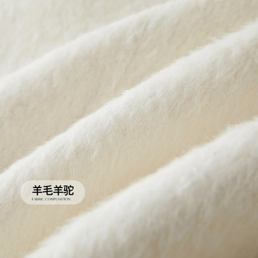 三彩2024冬新款西装式绵羊毛大衣V领双面呢外套玫瑰花宽松轻奢女S 商品图4