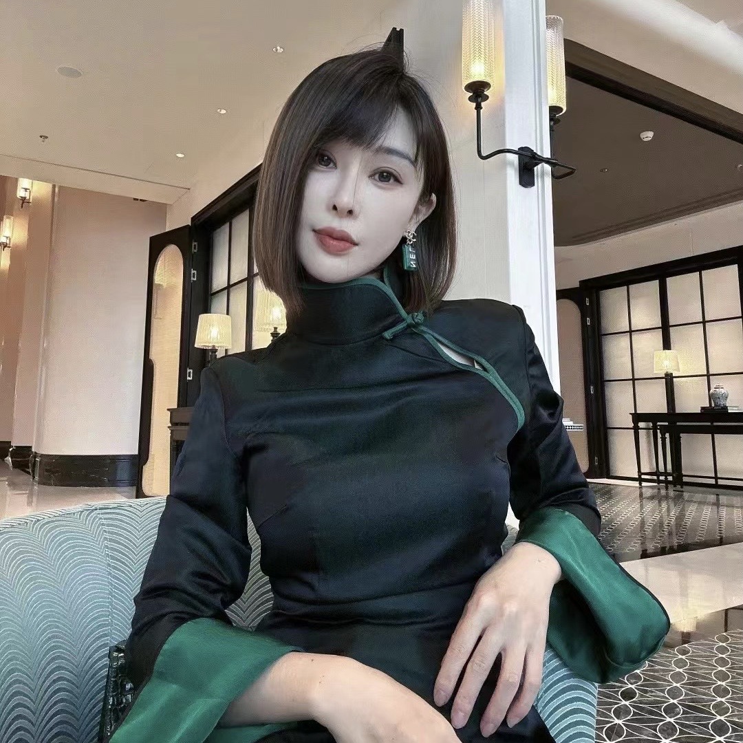 PIANAI冷小姐# 不退不换/ 黑绿双色新中式上衣