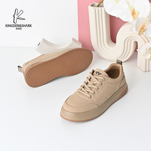 经典鲨2024年秋季新款韩版男士系带休闲平底小白鞋KW74-D33091 商品图5