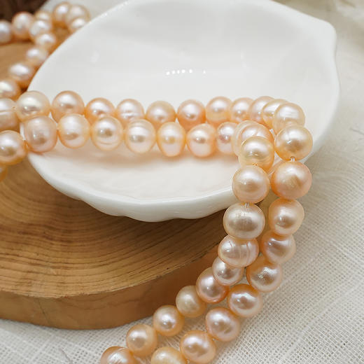 珍珠约 7~8mm 珠料 手串念珠单颗珠子散珠半成品 粉珍珠 商品图10