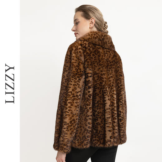 LIZZY冬季优雅奢华感水貂裘皮大衣豹纹外套女上衣4673 商品图3