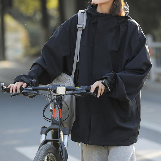 冲锋衣男女同款春秋高级感 登山服防水户外 潮牌痞帅美式山系冲锋衣 机能工装外套夹克 商品图2