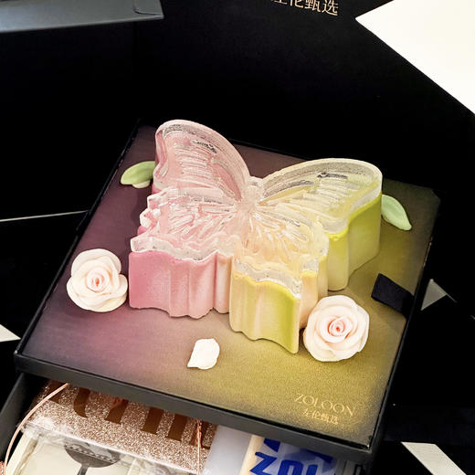 【高品质·仪式感】梦幻水晶蝴蝶·粉黄（现做慕斯，请提前一天预定，装饰为可食用艾素糖） 商品图3