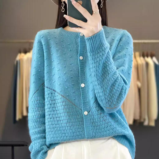 QHJY-DMR286原版欧货~羊毛衫女羊毛衫针织衫开衫外套2024秋冬新款上衣针织衫 商品图1