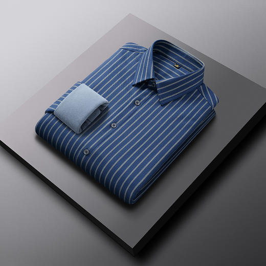 【羊毛混纺 加绒保暖】罗蒙男士秋冬长袖衬衫翻领保暖通勤舒适衬衣百搭休闲款 商品图2