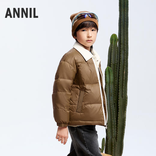 【轻薄5~15℃】男童三防短款羽绒外套假两件冬季新款安奈儿童装实体店同款AB445772 商品图1