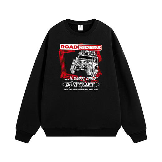 自由基地秋冬新款越野车印花图案银狐抓绒落肩圆领卫衣套头保暖服 NMT-2182 商品图2