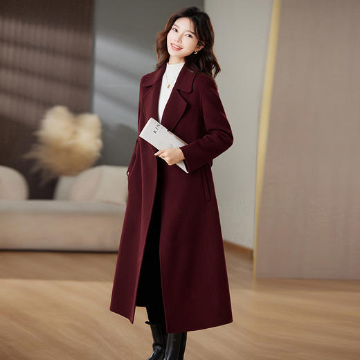 时尚双面绒绵羊毛大衣，中长款气质修身毛呢外套HR-MLYF6077-2 商品图2