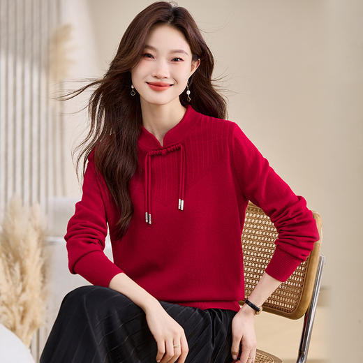 100纯羊毛针织衫新中式国风，气质内搭上衣时尚流苏打底毛衣CC-108-1302 商品图2