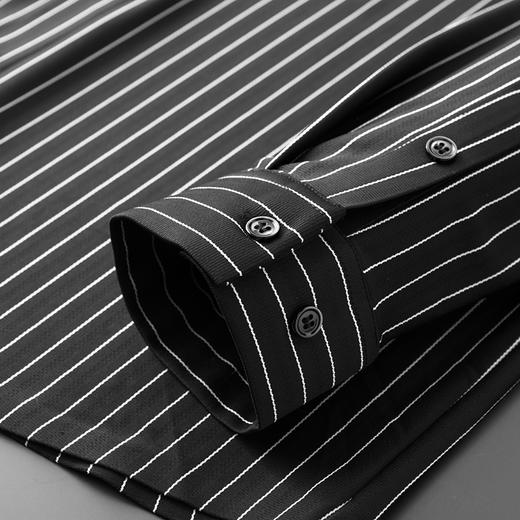 【高弹】【新款DDA】大依优型大码竖条纹长袖衬衫翻领加肥加大肥佬休闲商务宽松透气上衣 商品图5