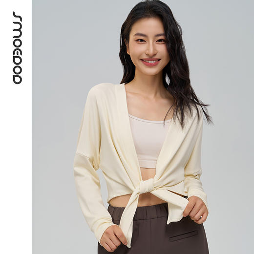 SMOEDOD/水沐伊朵瑜伽开衫交叉绑带设计柔软亲肤简约百搭50126 商品图2