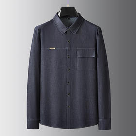 【100%棉】【新款DDA】大依优型大码牛仔长袖衬衫翻领加肥加大肥佬休闲商务宽松透气上衣