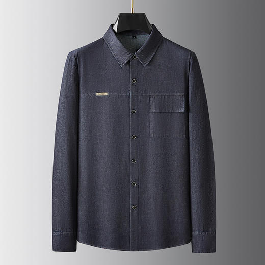 【100%棉】【新款DDA】大依优型大码牛仔长袖衬衫翻领加肥加大肥佬休闲商务宽松透气上衣 商品图0