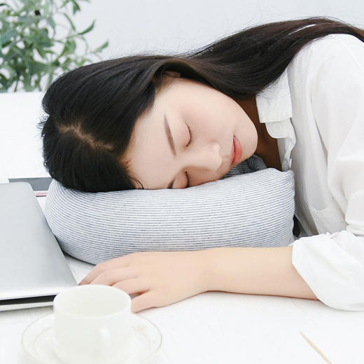 「高颜值！泡沫粒子枕」日系u型枕 汗布颈枕条纹旅行居家无印款护颈枕居家布艺 商品图2