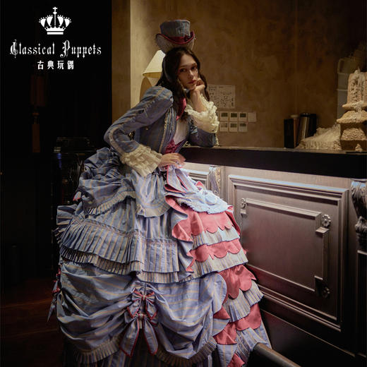 【全款预售】条纹格命 彩虹条巴斯尔 鱼骨OP+延长衬裙 古典玩偶 Lolita【2025年5月31日起发货】 商品图6