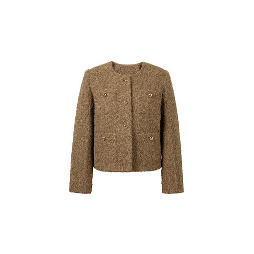 HeyDress小香风毛呢外套女秋冬圆领宽松保暖优雅气质百搭短款上衣 商品图4