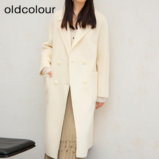oldcolour秋冬新品绵羊毛时尚保暖纯色长款大衣女P421507A1 商品图1