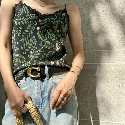 【顺丰包邮】99322 洛诗琳设计感气质真丝碎花吊带半身裙两件套0898 商品图1