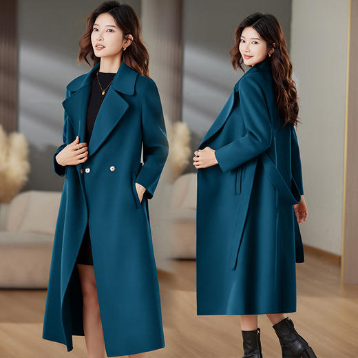 时尚双面绒绵羊毛大衣，中长款气质修身毛呢外套HR-MLYF6077-2 商品图3